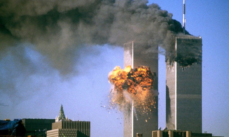 Create meme: the twin towers terrorist attack, the attacks of September 11, 2001 , twin towers terrorist attack crashing plane into 1 tower