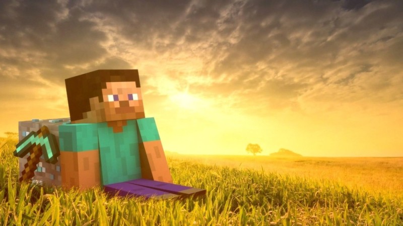 Create meme: about minecraft, Steve is sitting in a minecraft field, steve in minecraft