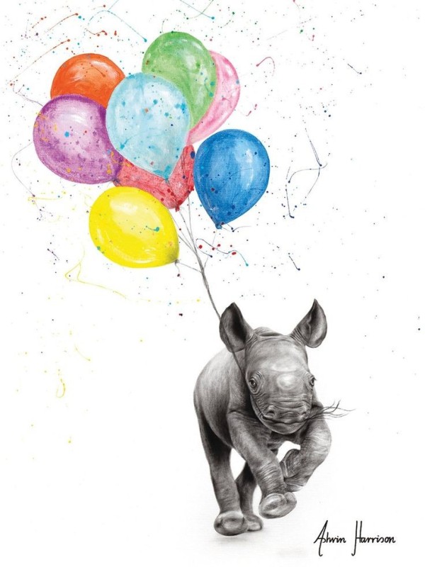 Создать мем: rhino standing artwork, милые животные рисунки, носорог рисунок