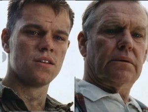 Create meme: meme an aging Matt Damon, Matt Damon saving private Ryan is aging, Matt Damon