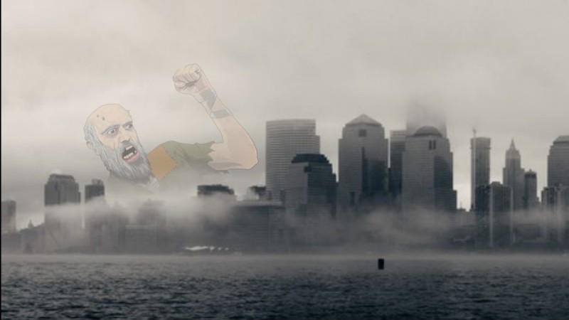 Create meme: New York, a foggy day, manhattan