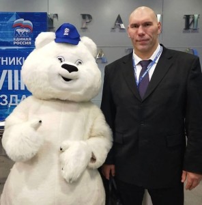 Создать мем: николай валуев, костюм медведя единая россия, единая россия