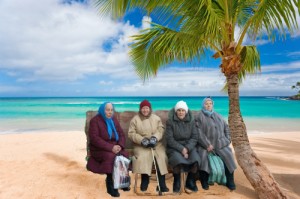 Create meme: the rest of the sea, hawaii beach, Grandmother on the beach