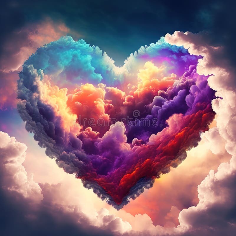 Create meme: The heart is in the clouds, heart in the sky, heart 