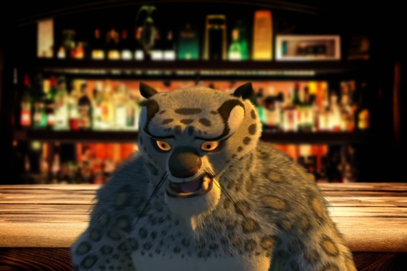 Create meme: Tai Lung from Kung Fu Panda, background of the bar counter, Kung Fu panda 4 tai Lung