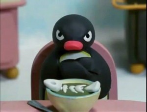 Create meme: penguin Pingu memes, pingu angry, evil pingu