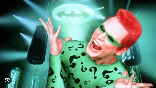 Create meme: The riddler jim Carrey, batman forever 1995, Batman forever