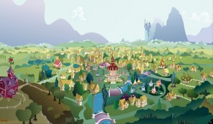 Create meme: the picture the town of ponyville, ponyville city, mlp ponyville