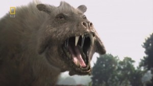 Create meme: documentary, prehistoric world, hell boar