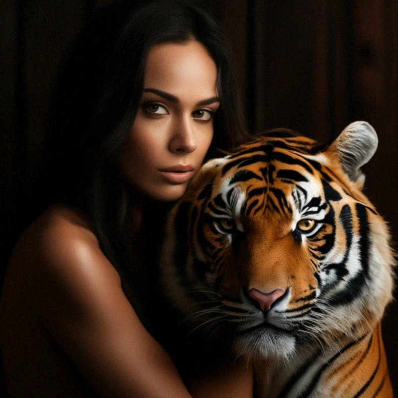 Create meme: tiger large, tigress , the girl with the tiger