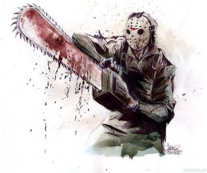Create meme: Jason Voorhees, Jason Voorhees with axe kills, zombie with a chainsaw