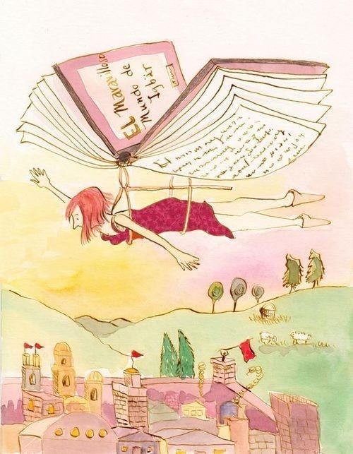 Создать мем: летающая книга, французская художница gaelle boissonnard, рисунок фантазия