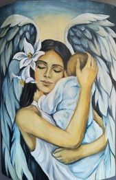 Создать мем: картина ангел, рисунок мама ангел, рисунки с ангелами