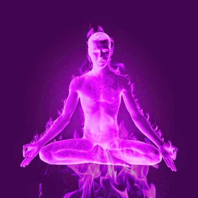 Create meme: yogi in the lotus position, meditation chakra, violet flame