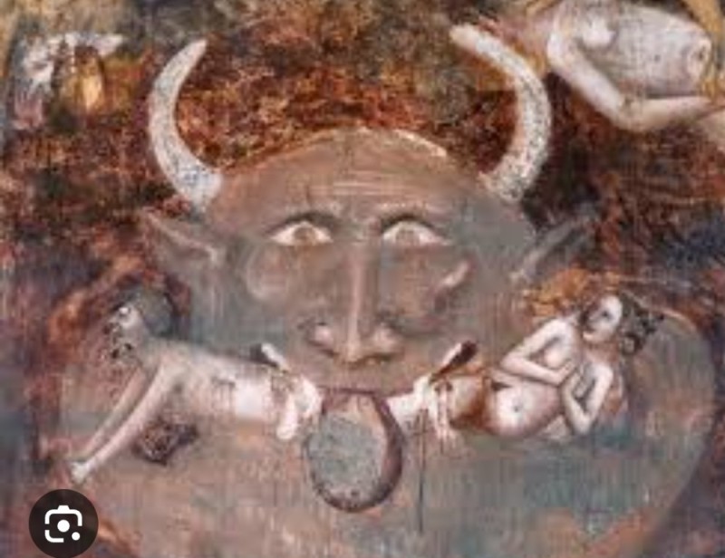 Create meme: the fresco of Satan, antichrist fresco of the 14th century, antichrist fresco