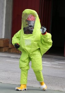 Create meme: costume from radiation, biohazard protective suit, protective suit funny