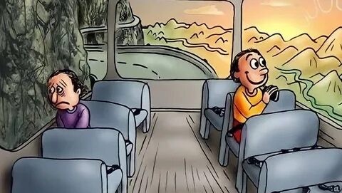 Создать мем: грустный и веселый в автобусе, люди в автобусе, еду в автобусе