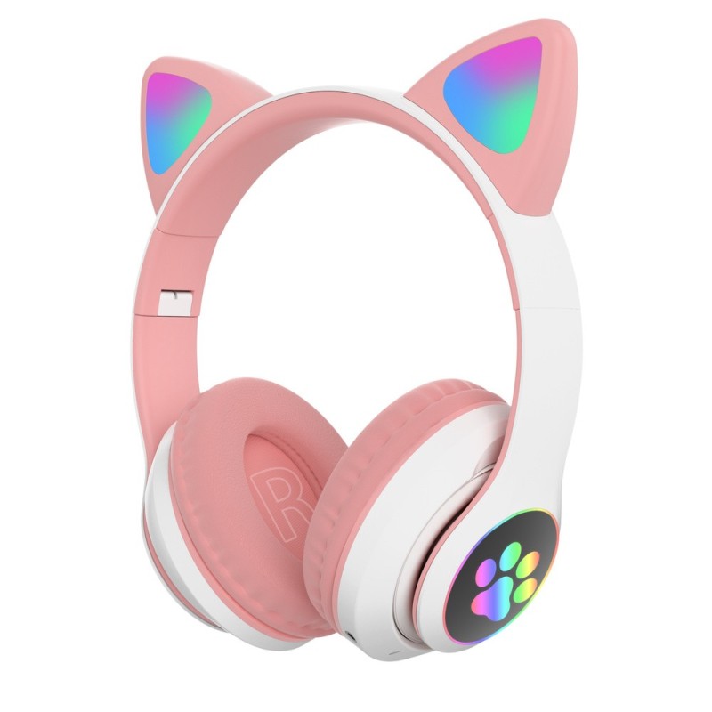 Create meme: children's headphones with ears, pink wireless headphones, wireless headphones with cat ears