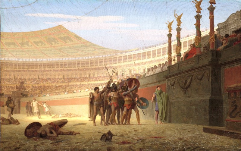 Create meme: jean-leon jerome ave caesar! morituri te salutant, Jerome jean Leon gladiators, 264 BC
