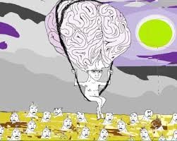 Create meme: wojak big brain, people without a brain , meme brain 