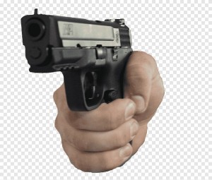 Create meme: gun, the hand holding the gun