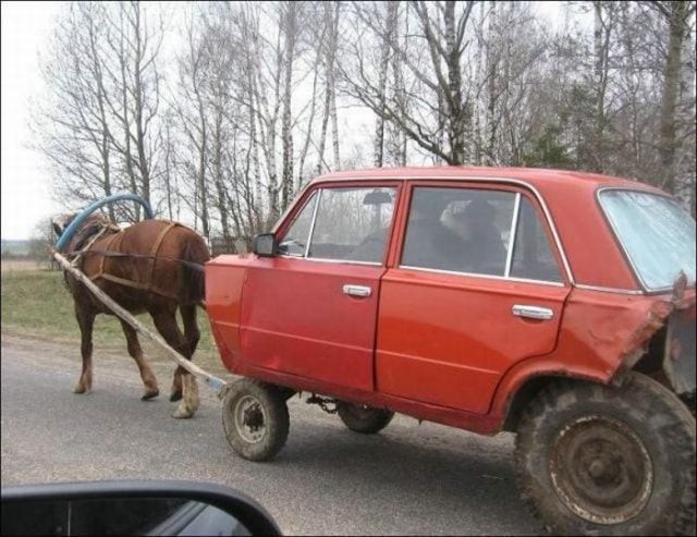 Create meme: Lada horse, funny russian cars, funny zhiguli cars