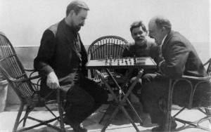 Create meme: Lenin and Gorky, Lenin — Gorky, 1908, Lenin & Gorky playing chess