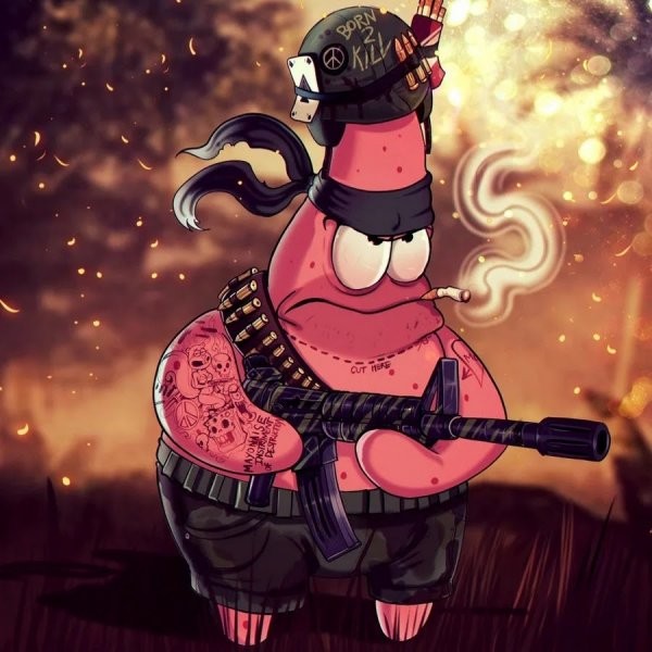 Create meme: spongebob with a kalash, spongebob with a machine gun, spongebob Kalash