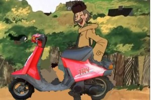 Create meme: the postman Pechkin, because my bike was not, Pechkin and scooter Yamaha TRY