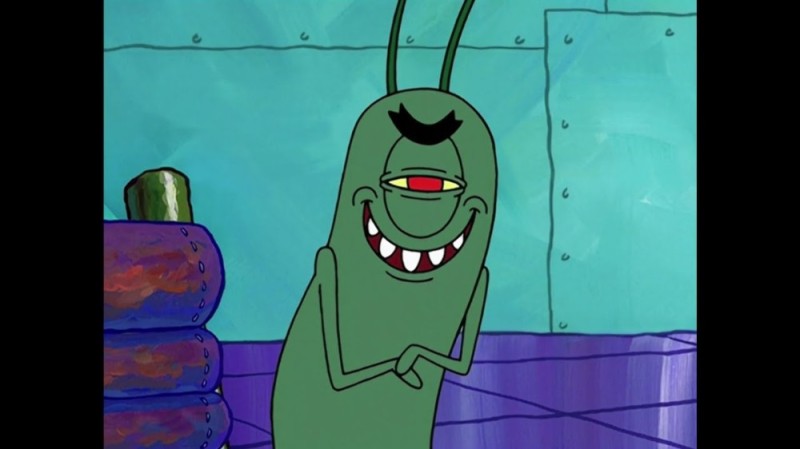 Создать мем: планктон из спанч, планктон спанч боб раздавленный, планктон спанч боб мультфильм