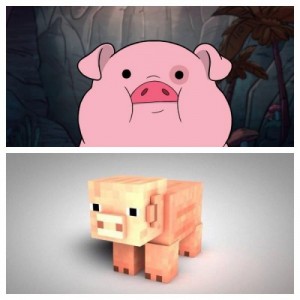 Создать мем: pig, gravity falls gif, minecraft pig