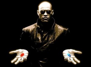 Create meme: Morpheus 2 tablets, red and blue pill, matrix Morpheus pills