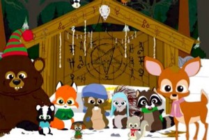 Create meme: santa gif, woodland , forest animals cartoon