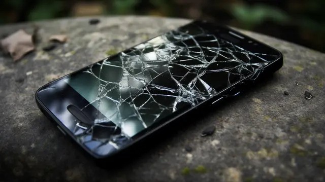 Создать мем: разбитый в хлам смартфон, разбитый экран, сломанный экран телефона