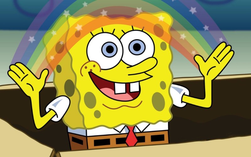 Create meme: magic spongebob, meme spongebob imagination, spongebob rainbow 