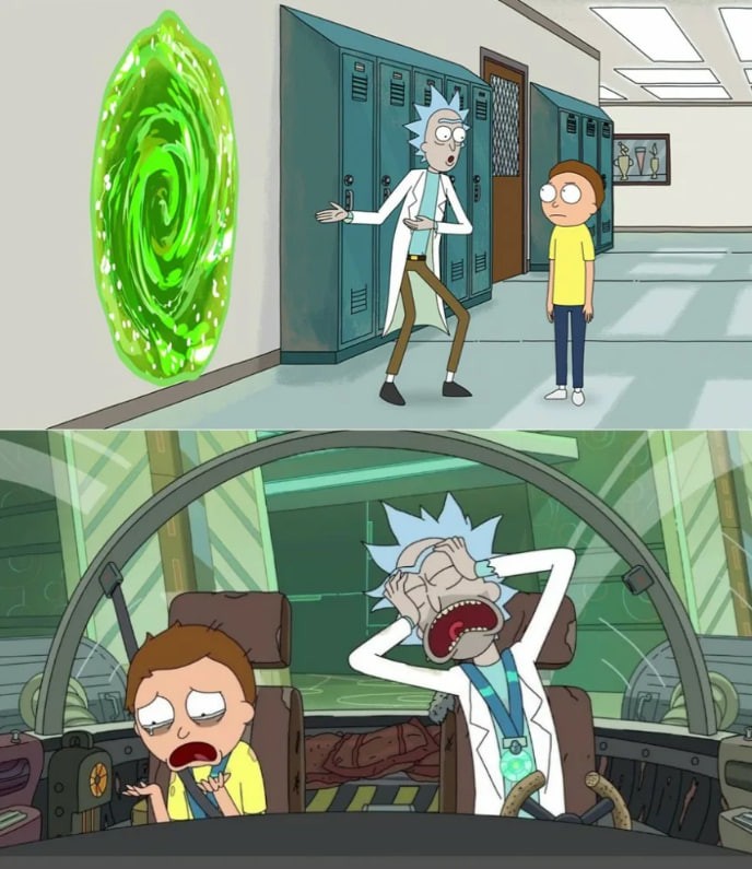 Create meme: Rick and Morty Rick, Rick and Morty meme adventure 20 minutes, Rick and Morty Morty