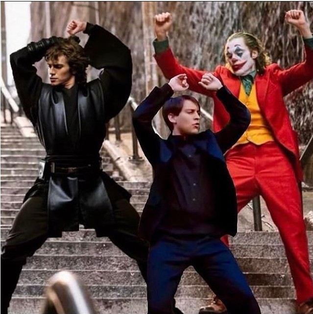 Create meme: Joker , Joker and Tobey Maguire dance, Dancing Tobey Maguire and the Joker