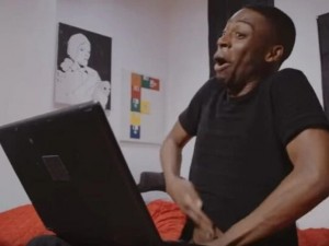 Create meme: meme Negro, Negro with a laptop, meme black man with hand in pants