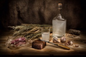 Create meme: moonshine, still life with vodka