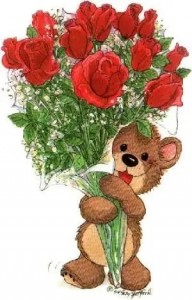 Create meme: bear flowers, cute greeting card, bear with flowers happy birthday
