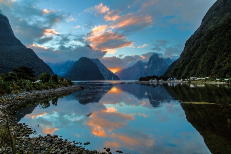 Create meme: Milford sound new Zealand, fjordland sunset national park, milford sound fjord in new zealand