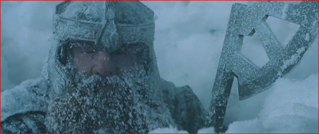 Create meme: Gimli in the snow, Gandalf in the snow, the Lord of the rings snow