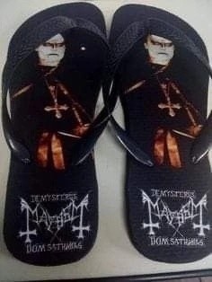 Create meme: Slippers , men's flip-flops, black metal bands