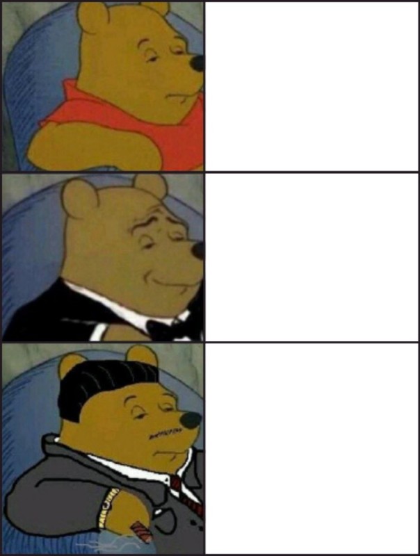 Create meme: template meme Winnie the Pooh, Winnie the Pooh in a Tux, Vinnie meme
