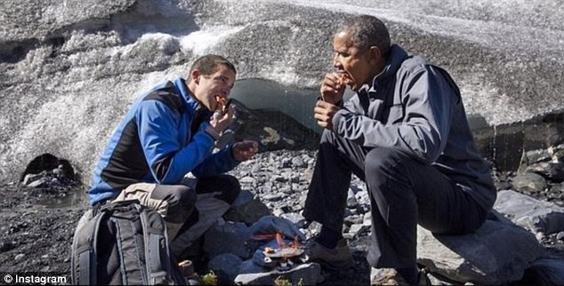 Create meme: Bear grylls and barack obama, bear Grylls , Barack Obama survival with Bear grylls