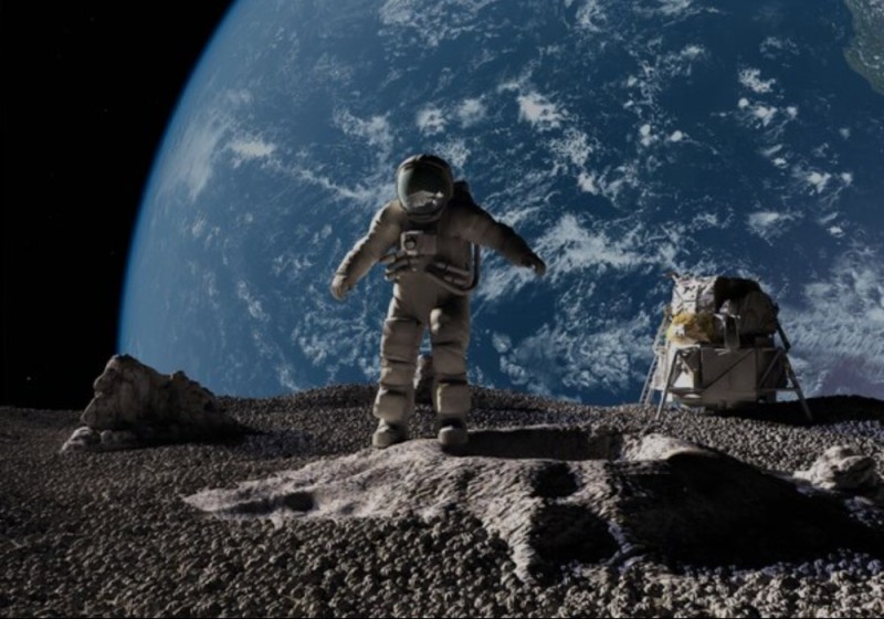 Create meme: astronauts on the moon, the spacewalk , flight to the moon