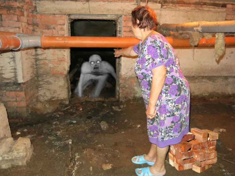 Create meme: in the basement, darkness, from the basement