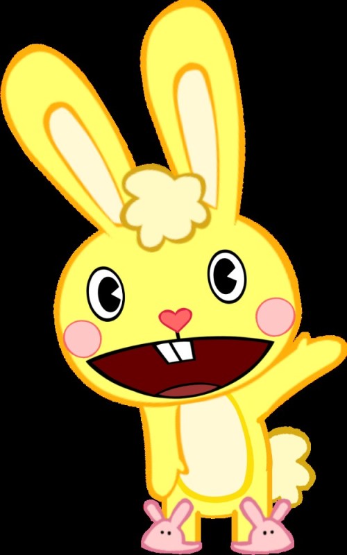 Create meme: yellow hare happy tree friends, cuddles happy tree friends, happy tree friends yellow rabbit