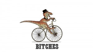 Создать мем: t rex riding bicycle, динозавр на велосипеде детал, велоцераптор на велосипеде