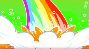 Создать мем: фон природа радуга для маленьких, mlp, пролетающая радуга